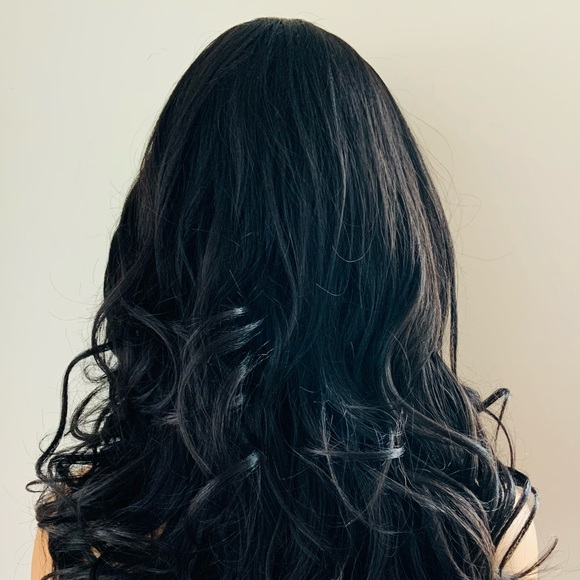 Effortless Style 22” Black Brown Premium Fiber Wig with Bangs - Picture 9 of 10